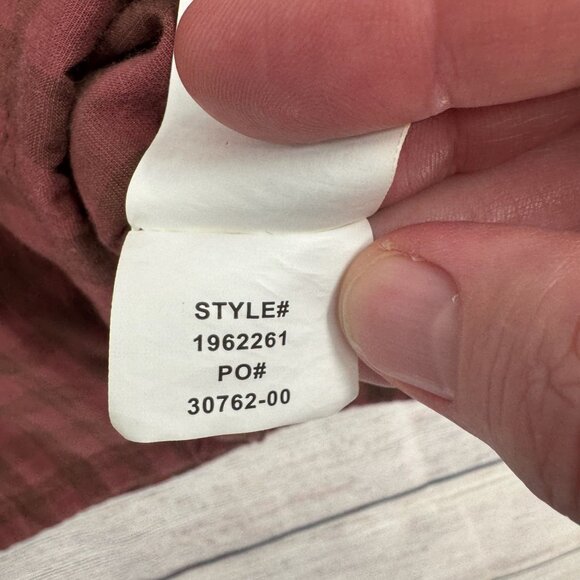 prAna Snap Down Hooded Long Sleeve Shirt‎ Women's Size M Red/Brown Checkered - Picture 8 of 13